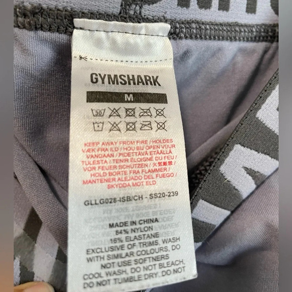 Gym Shark Fit Seamless Leggings - Grey w Black Waist Band -  Size Medium - Picture 10 of 11